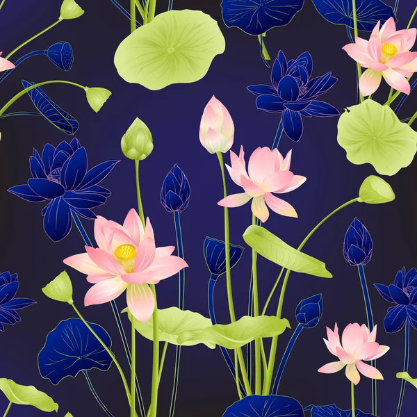Lotus blommor seamless mönster. — Stock vektor
