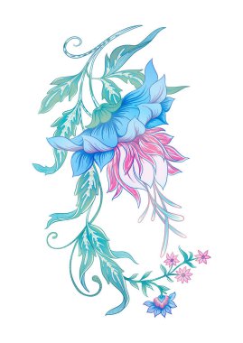 Fantezi çiçekleri retro, vintage, jacobean 