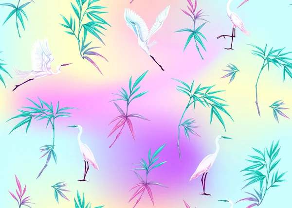 Seamless pattern, background with tropical plants