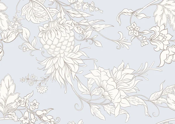 Fleurs fantastiques en rétro, vintage, jacobean — Image vectorielle