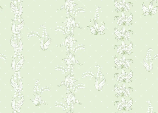 Lily of the valley, may-lily Seamless pattern — Stock Vector