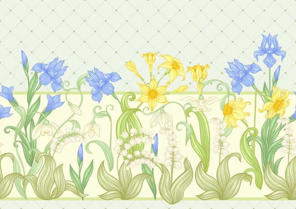 Spring flowers seamless pattern — Stock Vector