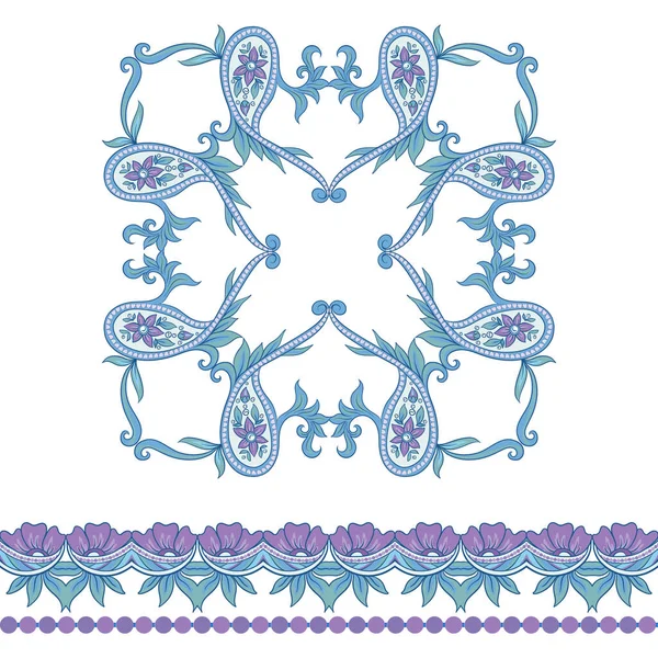 Mönster med traditionell paisley. Blommig vektor — Stock vektor