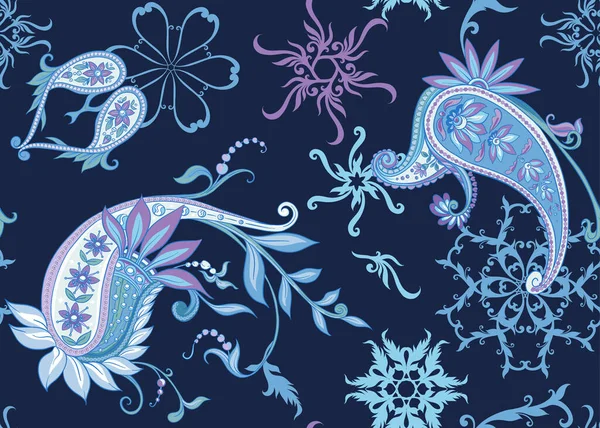 Motif avec paisley traditionnel. Vecteur floral — Image vectorielle