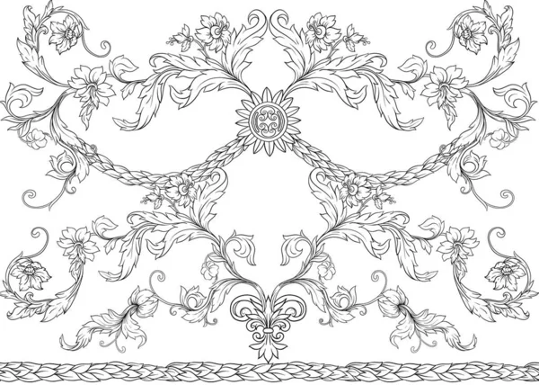 Nahtloses Muster, Hintergrund im Barock — Stockvektor