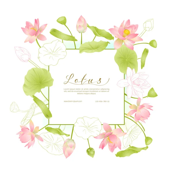Λουλούδια λωτού. Πρότυπο για την πρόσκληση γάμου — Διανυσματικό Αρχείο