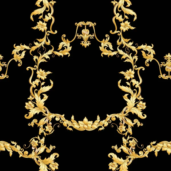 빅토리아 시대의 바로크, 로코코에서 볼 수있는 바 다 없는 무늬, — 스톡 벡터