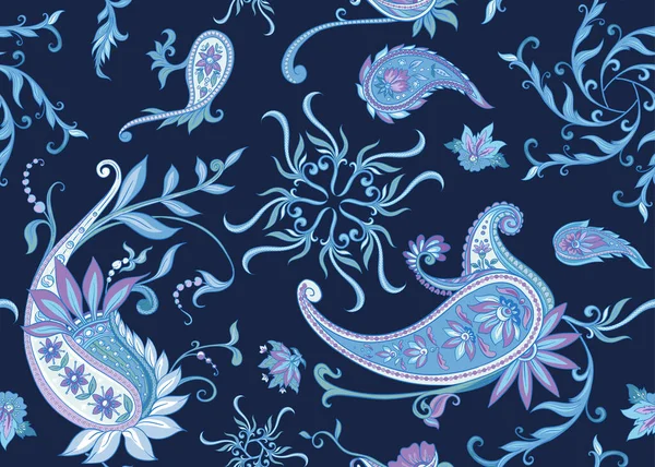 Mönster med traditionell paisley. Blommig vektor — Stock vektor