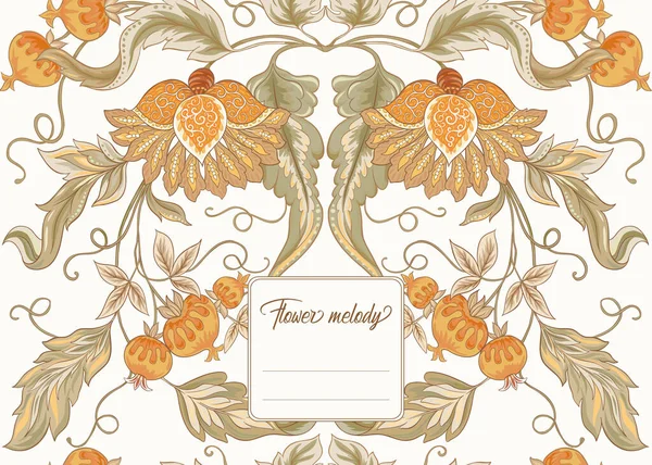 Stylized ornamental flowers in retro, vintage Jacobin — ストックベクタ