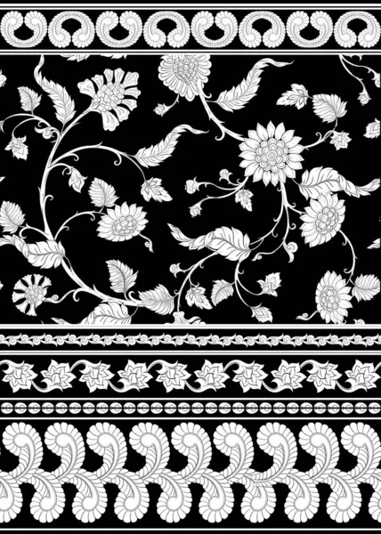 Индийская этническая модель со стилизованными флоруэрами — стоковый вектор