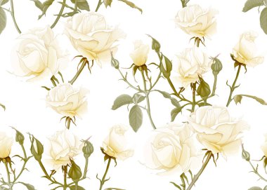 Güller ve bahar çiçekleri pürüzsüz desen