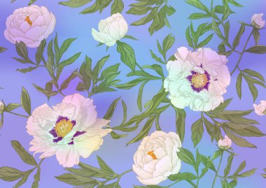 Beyaz şakayık çiçekleri. Kusursuz desen