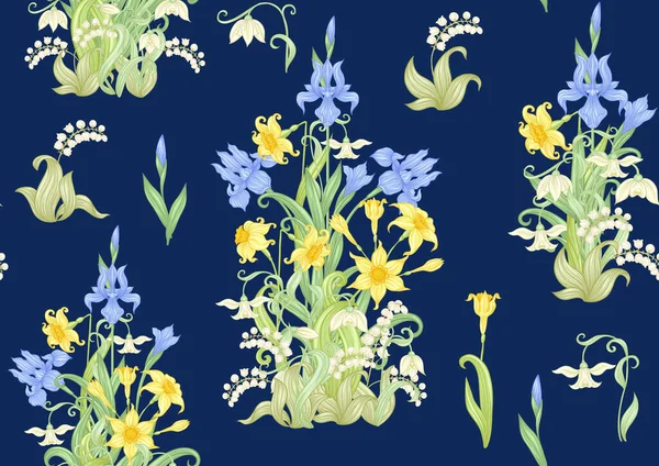 Printemps fleurs motif sans couture . — Image vectorielle