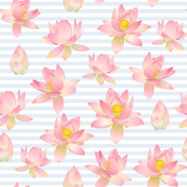 Nilüfer çiçekleri kusursuz desen. Vektör illüstrasyonu.