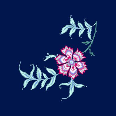 Kalamkari tarzında etnik model, fantezi çiçek deseni