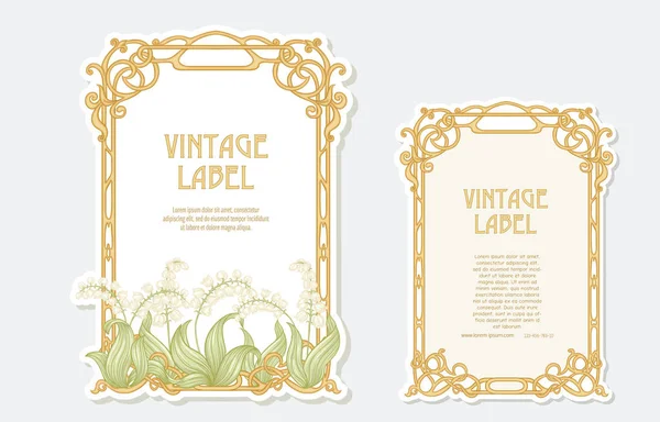 Lily of the valley. Set of 2 labels, — Stock Vector