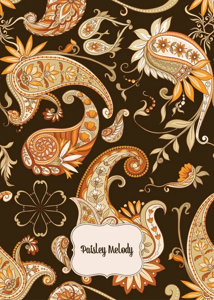 Pattern with traditional paisley. Floral vector — Stock Vector