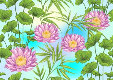 Dikişsiz desen, tropikal bitkiler ile arka plan