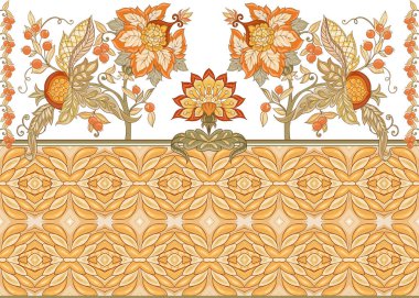 Jacobean nakış tarzında fantezi çiçeksiz desen