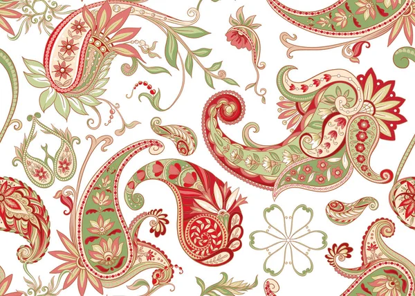 Mönster med traditionell paisley. Blommig vektor — Stock vektor