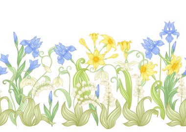 bahar çiçekleri seamless modeli.