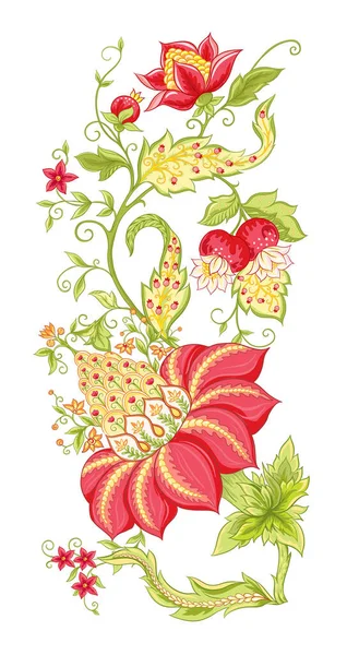 Fleurs fantastiques, broderie traditionnelle jacobéenne — Image vectorielle