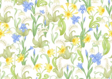 bahar çiçekleri seamless modeli.