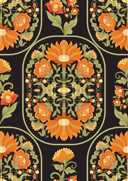 Tradition motif mughal, fleurs fantaisie — Image vectorielle