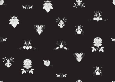 Kusursuz desenli, modası geçmiş süs çiçekleri.,