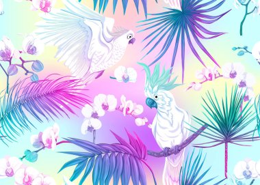 Dikişsiz desen, tropikal bitkiler ile arka plan