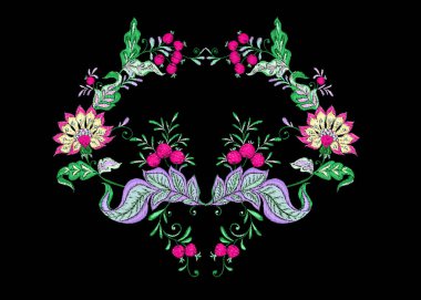 Jacobean nakış tarzıçiçek dekoratif elemanları