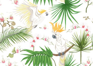 Dikişsiz desen, tropikal bitkiler ile arka plan, 