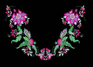 Jacobean nakış tarzıçiçek dekoratif elemanları