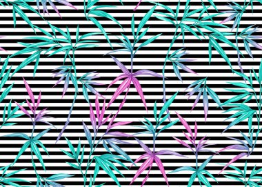 Dikişsiz desen, tropikal bitkiler ile arka plan