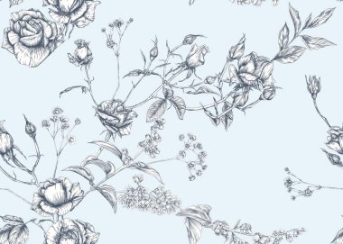 Güller ve bahar çiçekleri pürüzsüz desen