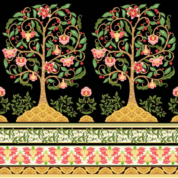 Patrón sin costura con flores ornamentales estilizadas — Archivo Imágenes Vectoriales