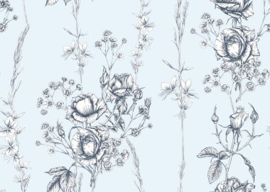 Güller ve bahar çiçekleri pürüzsüz desen