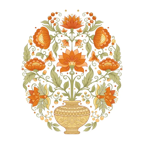 Παράδοση mughal μοτίβο, φαντασία λουλούδια — Διανυσματικό Αρχείο