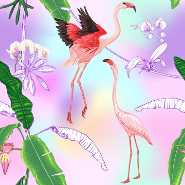 Kusursuz desen, arka plan. tropikal bitkiler ile