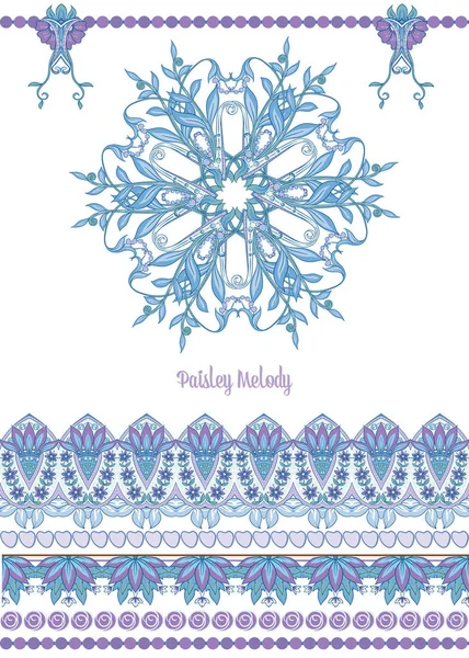 Pattern with traditional paisley. Floral vector — Stock Vector