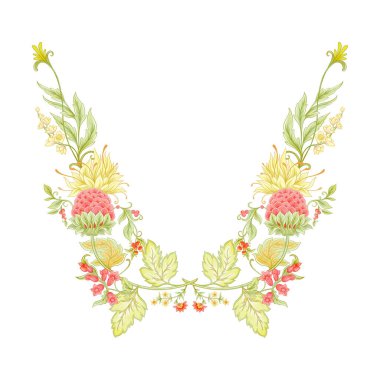 Fantezi çiçekleri retro, vintage, jacobean 