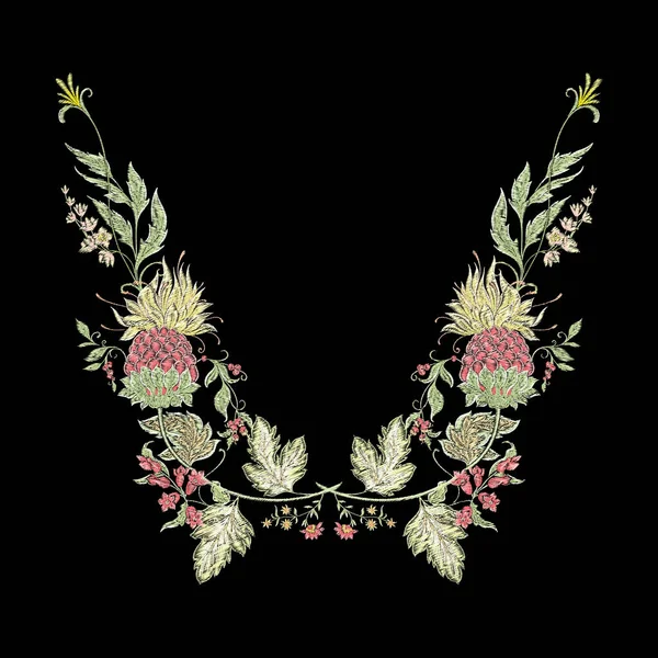 Fantezi çiçekleri retro, vintage, jacobean nakış tarzı.