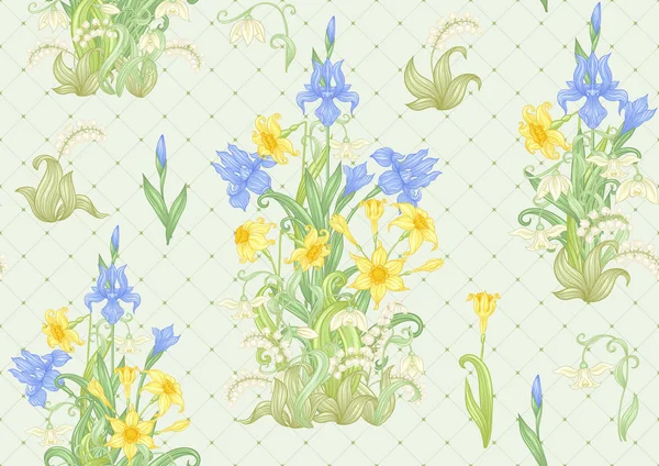 Frühlingsblumen nahtloses Muster — Stockvektor