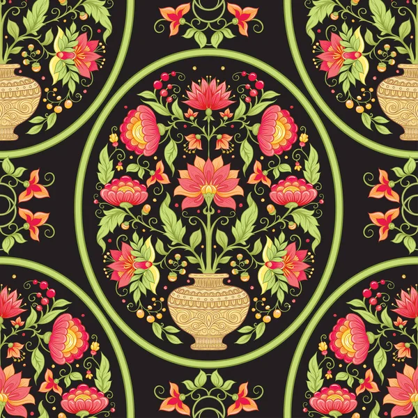 Tradition motif mughal, fleurs fantaisie — Image vectorielle