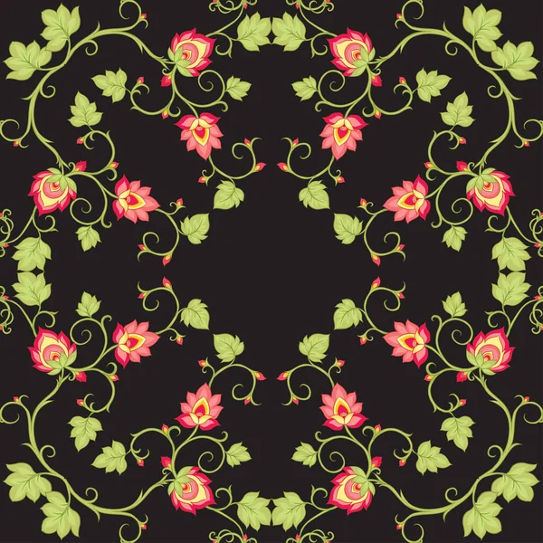Tradition Mogul-Motiv, Fantasie-Blumen — Stockvektor
