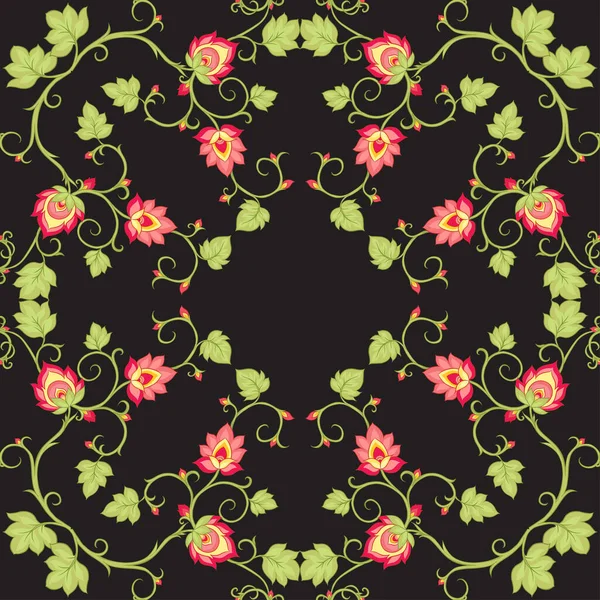 Tradition motif mughal, fleurs fantaisie — Image vectorielle