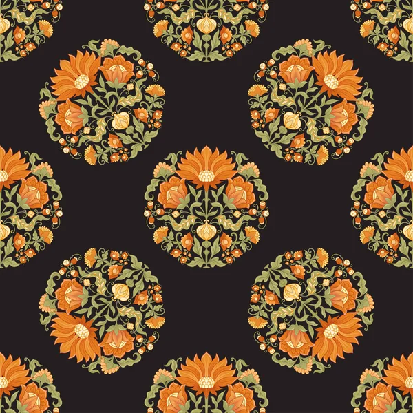 Traditie mughal motief, fantasie bloemen. — Stockvector