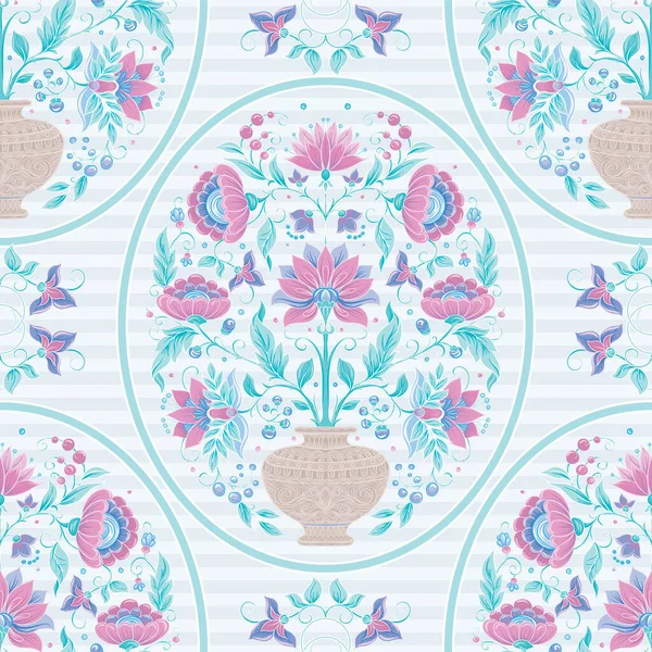 Traditie mughal motief, fantasie bloemen — Stockvector