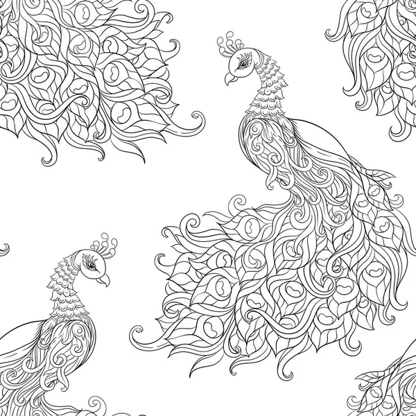 Peacock pták bezešvé vzor, pozadí. — Stockový vektor