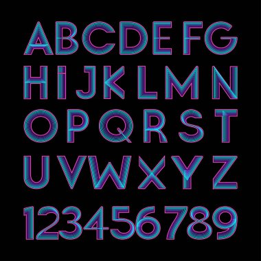 80 'lerin eski disko tarzında neon tarzı modern yazı tipi,